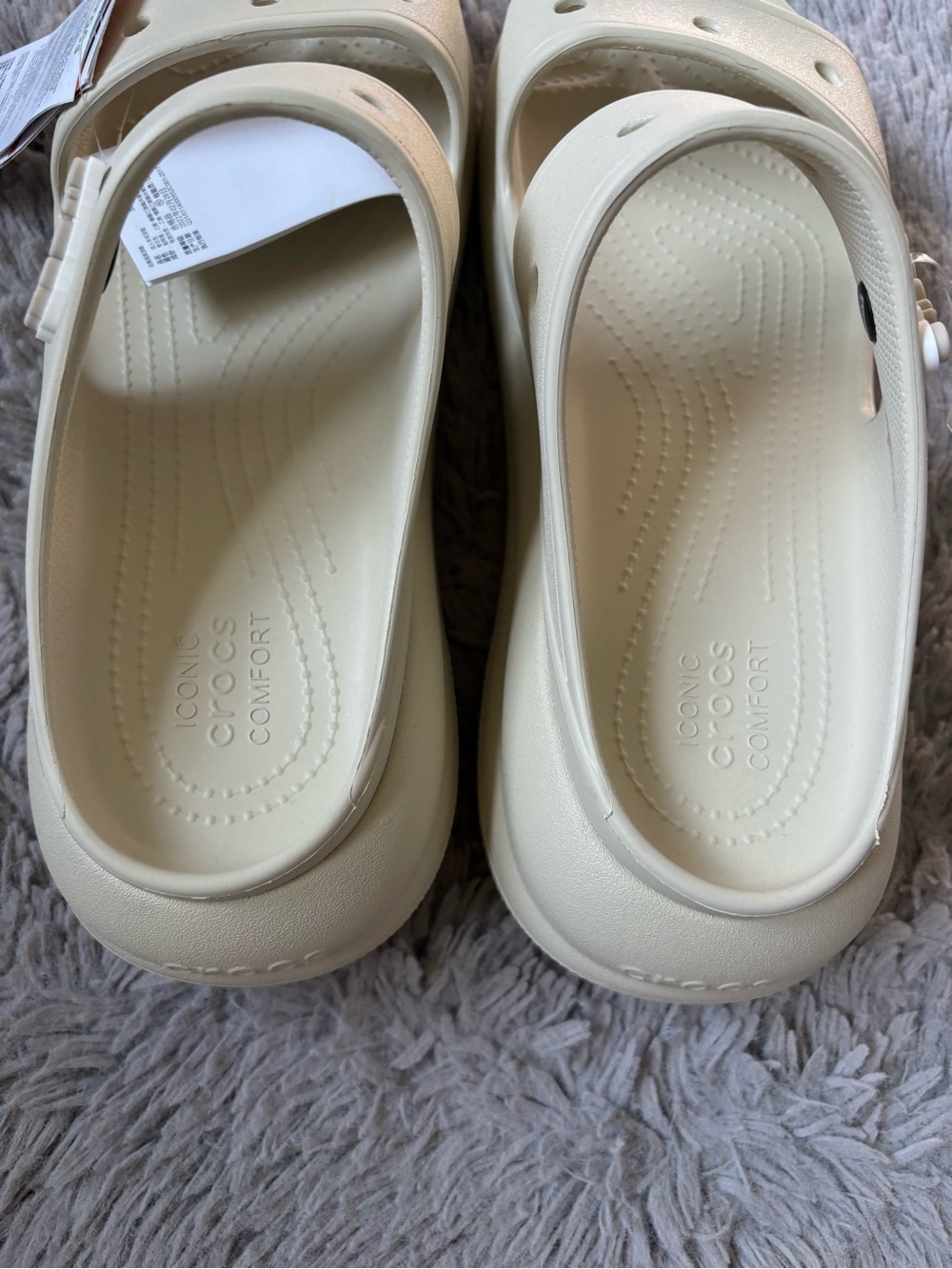 NWT CROCS Classic Cruch Platform Slide Sandals in Bone Men 10 women 12 - Picture 6 of 8